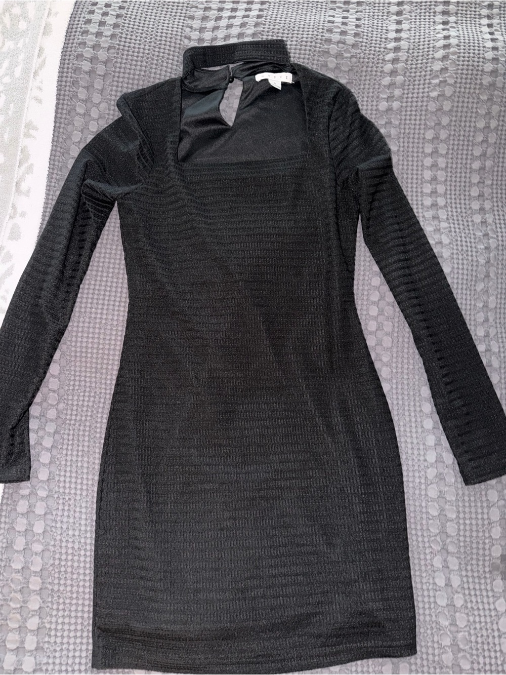 HYFVE Black Long Sleeve Knit Bodycon Dress